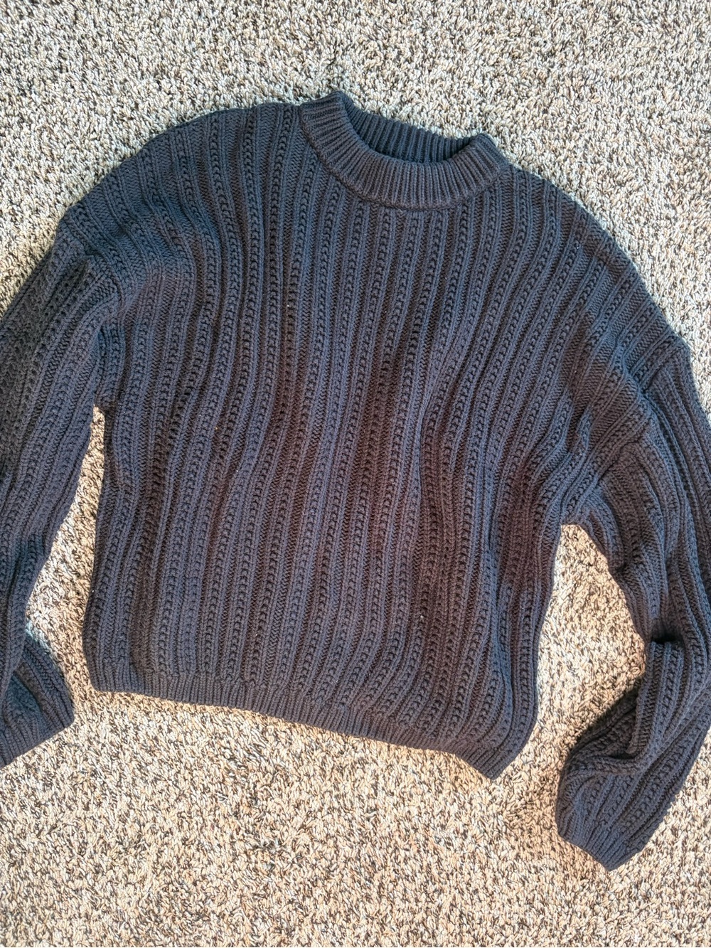 Universal Thread Black Ribbed Crewneck Sweater - Women's